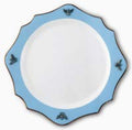 Bee Bone China Charger Blue with Gold Rim