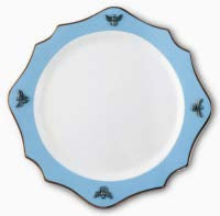 Bee Bone China Charger Blue with Gold Rim
