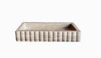 Scalloped Marble Fluted Bridge Tray - Beige